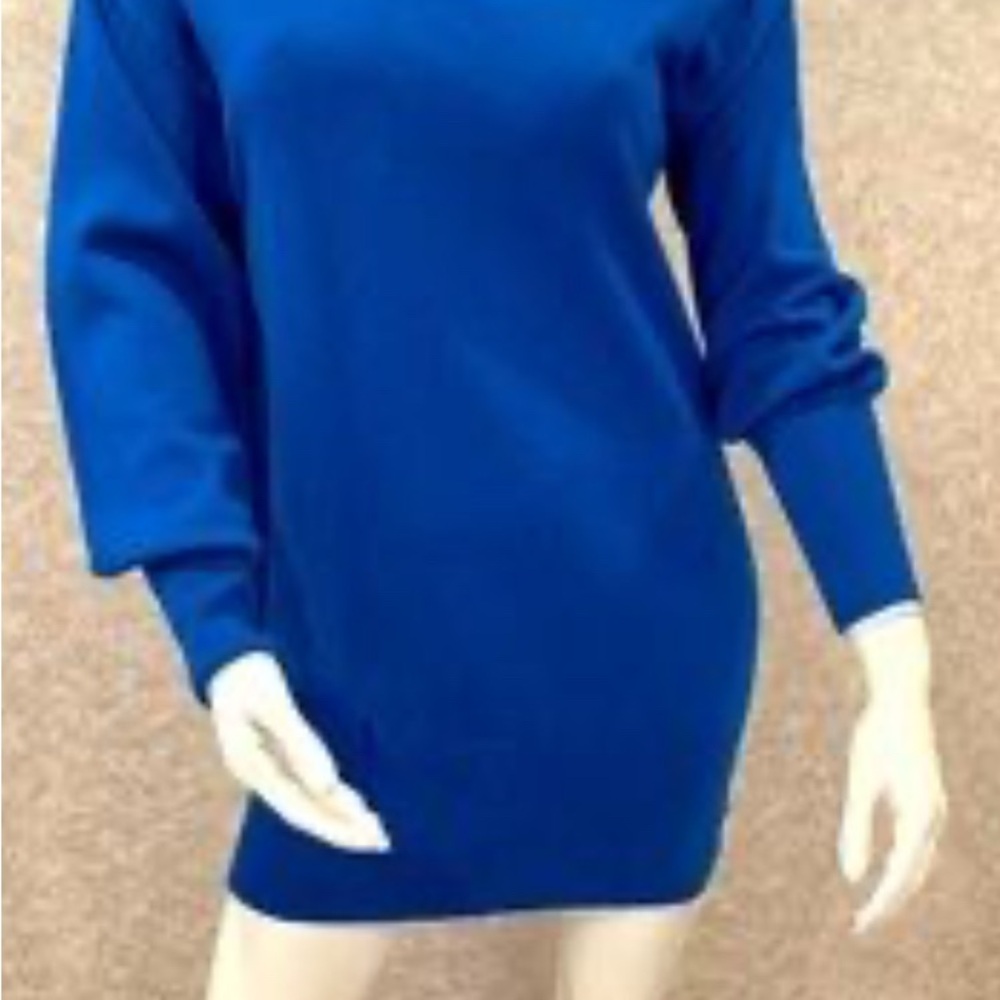 Ramy Brook Blue Off-Shoulder Sweater Dress Size - M